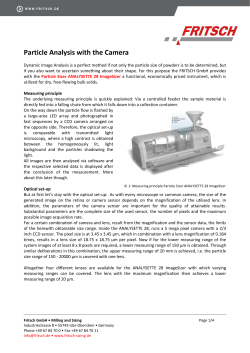 Particle Analysis with the Camera