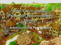 John Calvin and the Reformation in Geneva