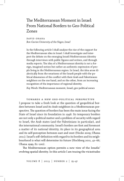 The Mediterranean Moment in Israel: From National Borders to Geo