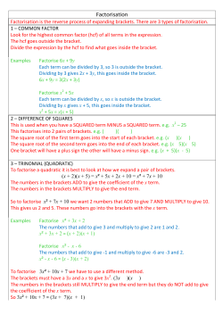 Factorisation - Millburn Academy