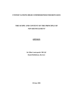 The Scope and Content of the Principle of non-refoulement