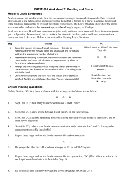 CHEM1001 Worksheet 7: Bonding and Shape Model 1: Lewis
