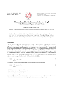 A Lower Bound for the Harmonic Index of a Graph with - PMF-a