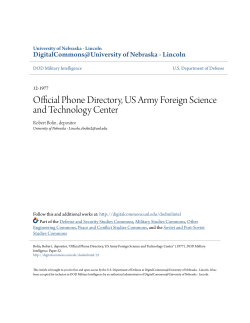 Official Phone Directory, US Army Foreign Science and Technology