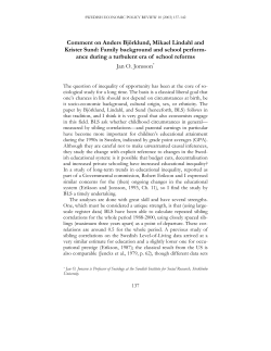 Comment by Jan O. Jonsson - Government Offices of Sweden