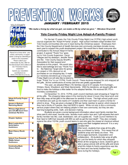 JANUARY / FEBRUARY 2015 Yolo County Friday Night Live Adopt