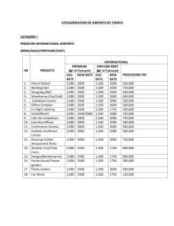Categorization Of Airports By Tariffs