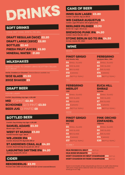 SOFT DRINKS MILKSHAKES DRAFT BEER BOTTLED BEER CANS