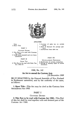 1968 No 142 Customs Acts Amendment