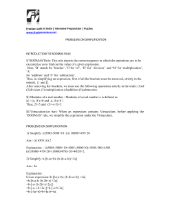 PROBLEMS ON SIMPLIFICATION INTRODUCTION TO BODMAS
