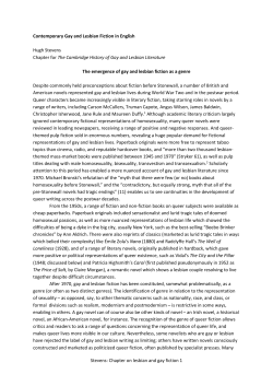 Stevens: Chapter on lesbian and gay fiction 1 Contemporary Gay