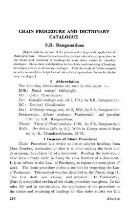 CHAIN PROCEDURE AND DICTIONARY CATALOGUE