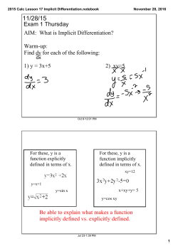 2015 Calc Lesson 17 Implicit Differentiation.notebook