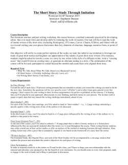 The Short Story: Study Through Imitation