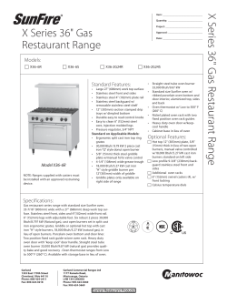 SunFire X-Series Gas Restaurant Range X36 Spec Sheet