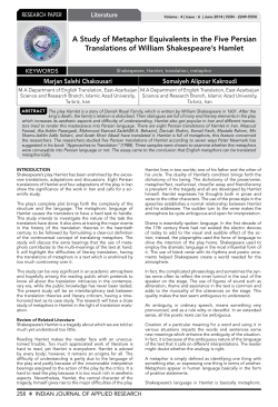 A Study of Metaphor Equivalents in the Five Persian Translations of