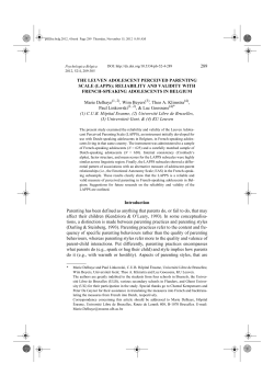 289 the leuven adolescent perceived parenting scale (lapps)
