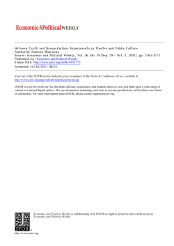 Between Truth and Reconciliation: Experiments in Theatre and