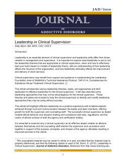 Leadership in Clinical Supervision