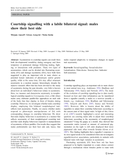 Courtship signalling with a labile bilateral signal: males show their