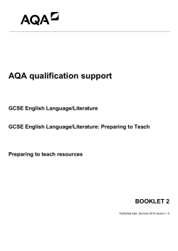 GCSE English Booklet 2 Preparing to teach