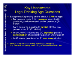 Key Unanswered L l D i ki AQ ti L l D i ki AQ ti Legal Drinking Age