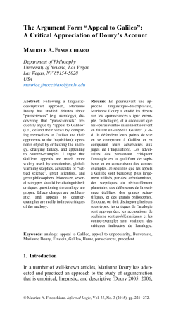 The Argument Form &ldquo;Appeal to Galileo&rdquo;