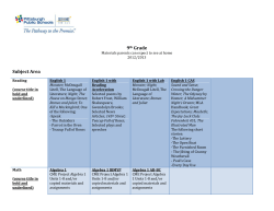 9th Grade Subject Area - Pittsburgh Public Schools