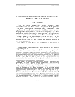 DO PRECEDENTS TAKE PRECEDENCE? STARE DECISIS AND