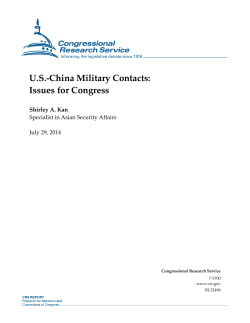 US-China Military Contacts: Issues for Congress