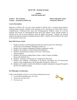 READ 180 &ndash; Reading Strategies Syllabus Fall 2016