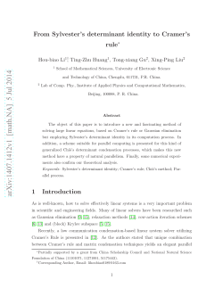 From Sylvester`s determinant identity to Cramer`s rule