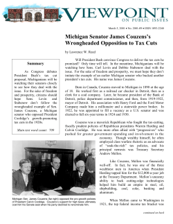 Michigan Senator James Couzens`s