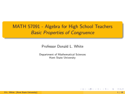 MATH 57091 - Algebra for High School Teachers Basic Properties of