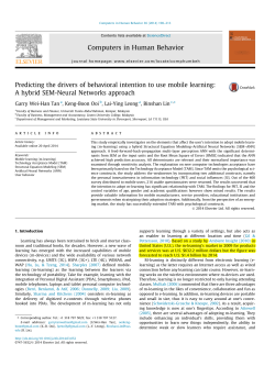 Predicting the drivers of behavioral intention to use