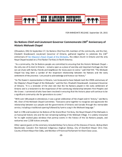 Six Nations Chief and Lieutenant Governor Commemorate 230