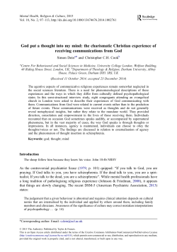 God put a thought into my mind: the charismatic Christian
