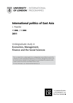 International politics of East Asia - University of London International