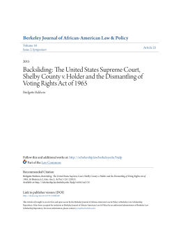backsliding: the united states supreme court, shelby county v. holder