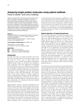 Analyzing single protein molecules using optical methods Petra