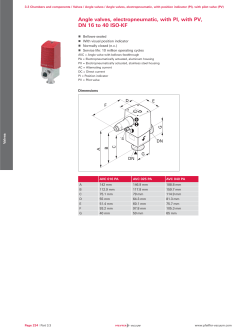 Angle valves, electropneumatic, with PI, with PV, DN 16 to 40 ISO-KF