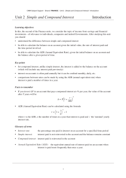 Unit 2 Simple and Compound Interest Introduction