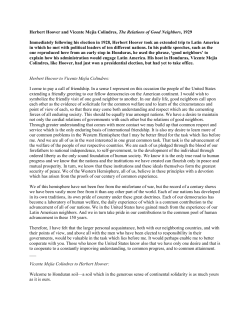 Herbert Hoover and Vicente Mej&iacute;a Colindres, The Relations of Good
