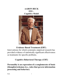 AARON BECK 1921 - Cognitive Model Evidence Based Treatment
