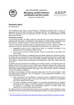 Joint IPU-ASGP conference. Managing conflict between parliament