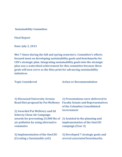 Sustainability Committee Final Report Date: July 2, 2013 Met 7 times