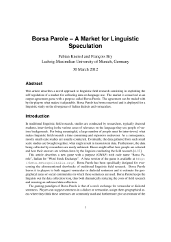 Borsa Parole &ndash; A Market for Linguistic Speculation