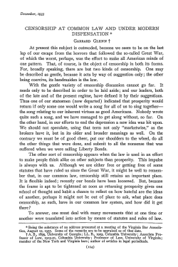 Censorship at Common Law and Under Modern Dispensation