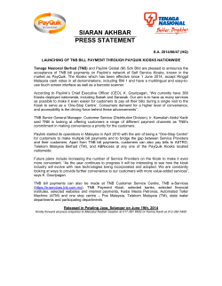 press release - launching of tnb bill payment through payquik kiosks