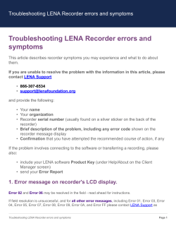 Troubleshooting LENA Recorder errors and symptoms